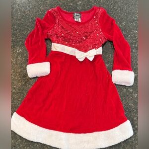 Red Velvet Holiday Dress with White Trim
